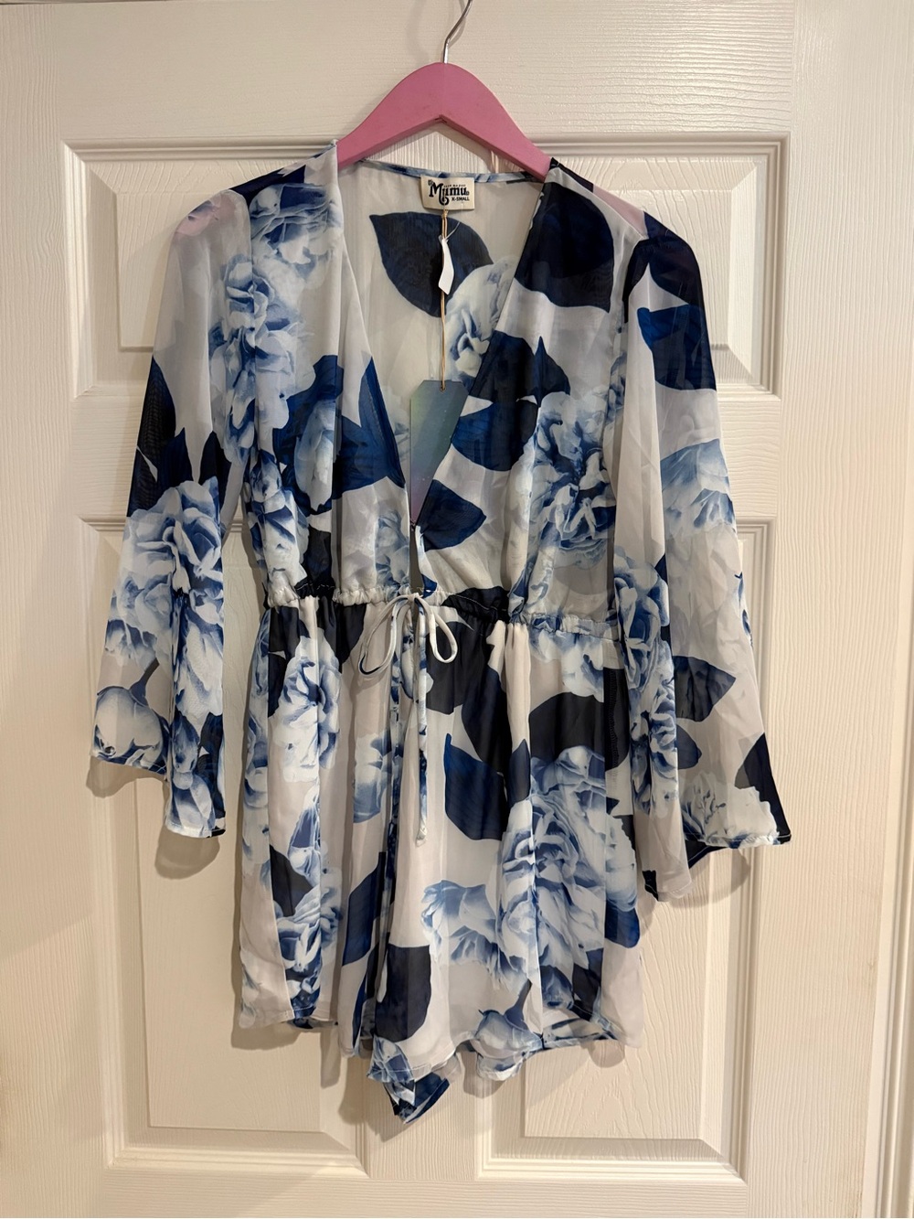 Show Me Your MuMu White & Blue Floral Romper